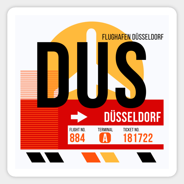 Dusseldorf (DUS) Airport // Sunset Baggage Tag Sticker by Now Boarding
